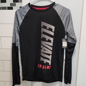 Athletic Works Black Shirt with Red Trim and White Logo